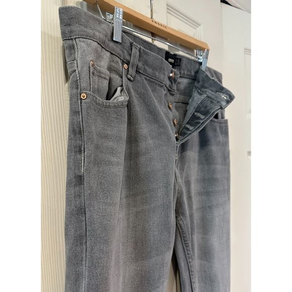 ASOS Rigid Gray Vintage Wash Slim Slouch Boyfriend Jeans Button Fly 36W 34L - Picture 8 of 12